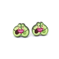 Pendientes de madera de aguacate animados con corazón rosa y texto Love en diseño de abrazo - Aguacate