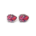 Pendientes de madera con corazón anatómico artístico y detalle de flores amarillas - Corazón