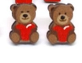 Pendiente de madera con forma de oso y corazón rojo estilo San Valentín - Oso con Corazón