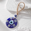 Ethnic acrylic evil eye car hanging charm with painted floral daisies and blue beads - Daisy Flower Eye Pattern(22#)