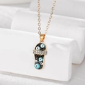 Bohemian gold chain necklace with colorful enamel evil eye flip-flop pendant and rhinestones - Black Slipper Style