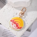 Porte-clés bohème rond irrégulier avec émail marbré jaune, rouge et blanc - Rouge Jaune Irrégulier