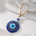 Ethnic blue Evil Eye acrylic pendant with mandala print and natural jute hanging rope - Mandala Style Eye(16#)