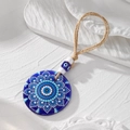 Deep blue Evil Eye acrylic pendant with mandala pattern and decorative beads - Mandala Geometric Pattern(18#)