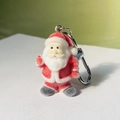 Cute flocked Santa Claus doll keychain with durable silver metal lobster clasp - Santa Claus