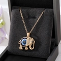 Collier vintage éléphant avec pendentif oeil bleu en alliage doré pour femmes - Éléphant Doré