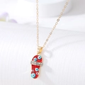 Golden necklace with red slipper pendant featuring evil eye patterns and sparkling rhinestones - Red Slipper
