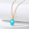 Prachtige gouden Hamsa-hand ketting met blauwe emaille boze oog hanger voor dames - Hemelblauwe Hand