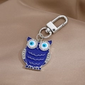 Llavero de búho vintage con colgante de ojo turco azul y brillantes diamantes - Búho Plateado