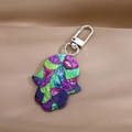 Bohemian Hamsa Hand keychain with colorful evil eye pattern and positive words charm - 6# Purple Multicolor