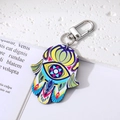 Vintage-Schlüsselanhänger Hand der Fatima mit bunten Mustern auf weißem Hintergrund - 8# Gelb Buntes Auge Stil (D330K) / Gelb Buntes Auge