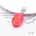 Detailed realistic tomato resin keychain model with high-quality seeds and lobster clasp - Half Tomato