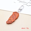 Detailed realistic steak food keychain with grill textures and silver lobster clasp - Steak