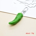 Realistic green pepper resin keychain pendant with silver metal swivel clasp, weight 14g - Green Pepper