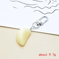Realistic garlic clove keychain pendant with a silver spring clasp for bag charms - One Garlic Clove