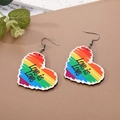 Rainbow wooden heart earrings featuring Love is Love slogan for women Pride jewelry - Rainbow Heart