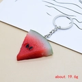 Detailed realistic watermelon slice keychain made of resin with silver metal ring and chain - Watermelon