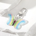 Regenbogen Schmetterling Schlüsselanhänger aus Acryl mit Farbverlauf und Metallverschluss - Regenbogen Schmetterling