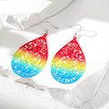 Regenbogenfarbene Lebensbaum-Ohrringe im Tropfendesign mit Hohlmuster für Damen - Hohl Wassertropfen