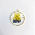 Handmade resin botanical necklace featuring real pressed pansy flower in golden frame - February Pansy Pendant Only (Without Chain)