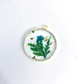 Handmade resin necklace pendant with blue dried flower, green leaves and gold foil - March Green Flower Pendant Only (Without Chain)