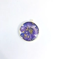 Pressed flower necklace with purple petals and gold foil in round resin pendant - July Violet Pendant Only (Without Chain)