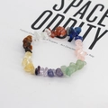 Bohemian natural crushed stone stretch bracelet with colorful seven chakra crystals - Multicolor Crushed Stone