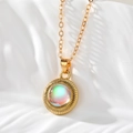 Collana con ciondolo malocchio vintage in oro con opale blu cangiante e trama a raggiera - Collana Bianco Trasparente