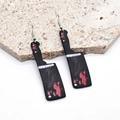 Gothic acrylic kitchen knife earrings with blood splatter print for Halloween style - Cleaver
