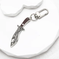 Miniature vintage dagger keychain with Damascus texture and silver lobster clasp - Mini Dagger Shape / Sword