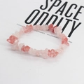 Bracciale bohémien con pietre naturali di quarzo fragola rosa ed elastico - Pietre Rosa
