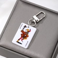 Miniature acrylic Joker poker card keychain with high-gloss silver metal clasp - Joker