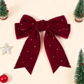 Detail von burgunderroter Samt-Haarschleife mit Strass in Weihnachtsdeko - Strass Samt Stil (#2)