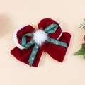 Weihnachts-Haarspange aus rotem Samt mit weißem Fleece-Rand und goldenem Schneeflocken - Rot
