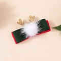 Weihnachts-Haarspange für Mädchen mit grünem Filz und goldenem Glitzer-Rentiergeweih - Weihnachts-Geweih (#1)