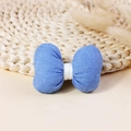 Denim blue fabric bow accessory with white ribbon center for DIY hair accessories - Denim Blue White Ribbon Style (#4)