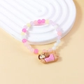 Colorful beaded cartoon puppy bracelet for girls in pastel pink and purple resin - Pink Yellow White Beads with Dog in Pink Stripes