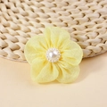 Detalle de flor de gasa amarilla hecha a mano con perla para accesorios de cabello DIY - Amarillo (#1)