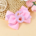 Barrette nœud rose avec un chiffre 6 pailleté violet pour un 6ème anniversaire - Nombre 6
