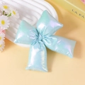 3D stuffed bow accessory in iridescent light blue finish for DIY hairpins or bags - Iridescent Blue