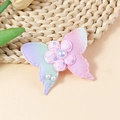 Parche mariposa degradado brillante con flor rosa y perlas sobre base trenzada - Degradado Rosa Púrpura Verde (#4)