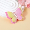 Pink and yellow gradient double-layered butterfly bow with pearls and glitter - Pink Yellow Gradient Style (#4)