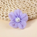 Flor de gasa violeta hecha a mano con perla blanca para accesorios de cabello y ropa - Púrpura (#3)