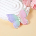 Sparkly gradient fabric butterfly bow with white pearls for clothing and bag DIY - Purple Green Pink Gradient Style (#5)