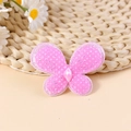 Pink glitter butterfly patch with rhinestone and lace edges for DIY craft decor - Peach Pink