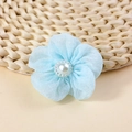 Handmade light blue organza flower accessory with center pearl and beaded details - Light Blue (#5)