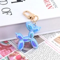 Charming iridescent blue balloon dog keychain with a premium golden lobster clasp - Metallic Blue