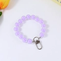 Detailed view of translucent purple acrylic beaded strap with silver metal lobster clasp - Purple (#1)