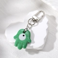 Portachiavi Mano di Fatima in vetro verde con malocchio e chiusura in argento - Verde