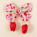 Nœud papillon rouge pour filles avec cœurs et pendentifs tulipes en tissu doux - Cœur Rouge à Pois